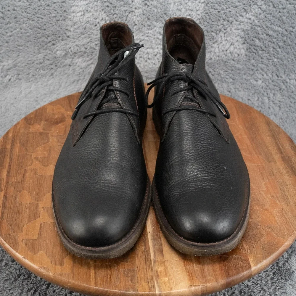 Johnston & Murphy Men's Black Pebbled Leather Crepe Sole Chukka Boots Size 11.5